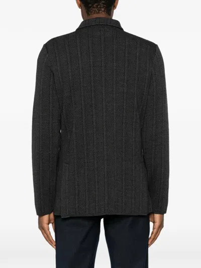 Lardini Herringbone Double-breasted Jacket In Gray