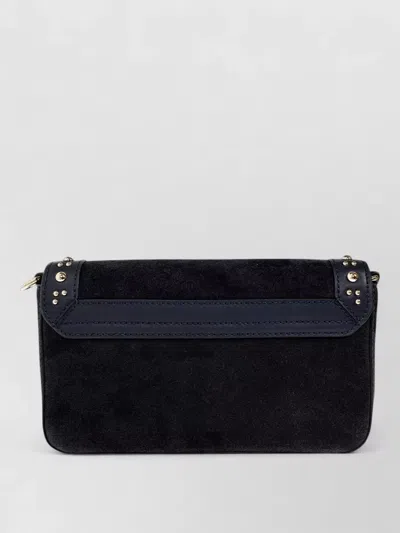 Furla Iride S Rectangular Suede Shoulder Bag In Black