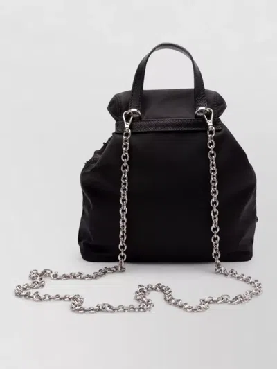Prada Backpack Bead Embellishment Chain-link Shoulder Strap In Black