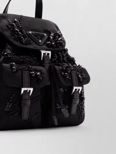 Prada Backpack Bead Embellishment Chain-link Shoulder Strap In Black