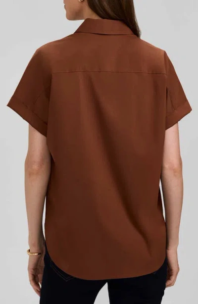 Foxcroft Abigail Short Sleeve Button-up Shirt In Brown