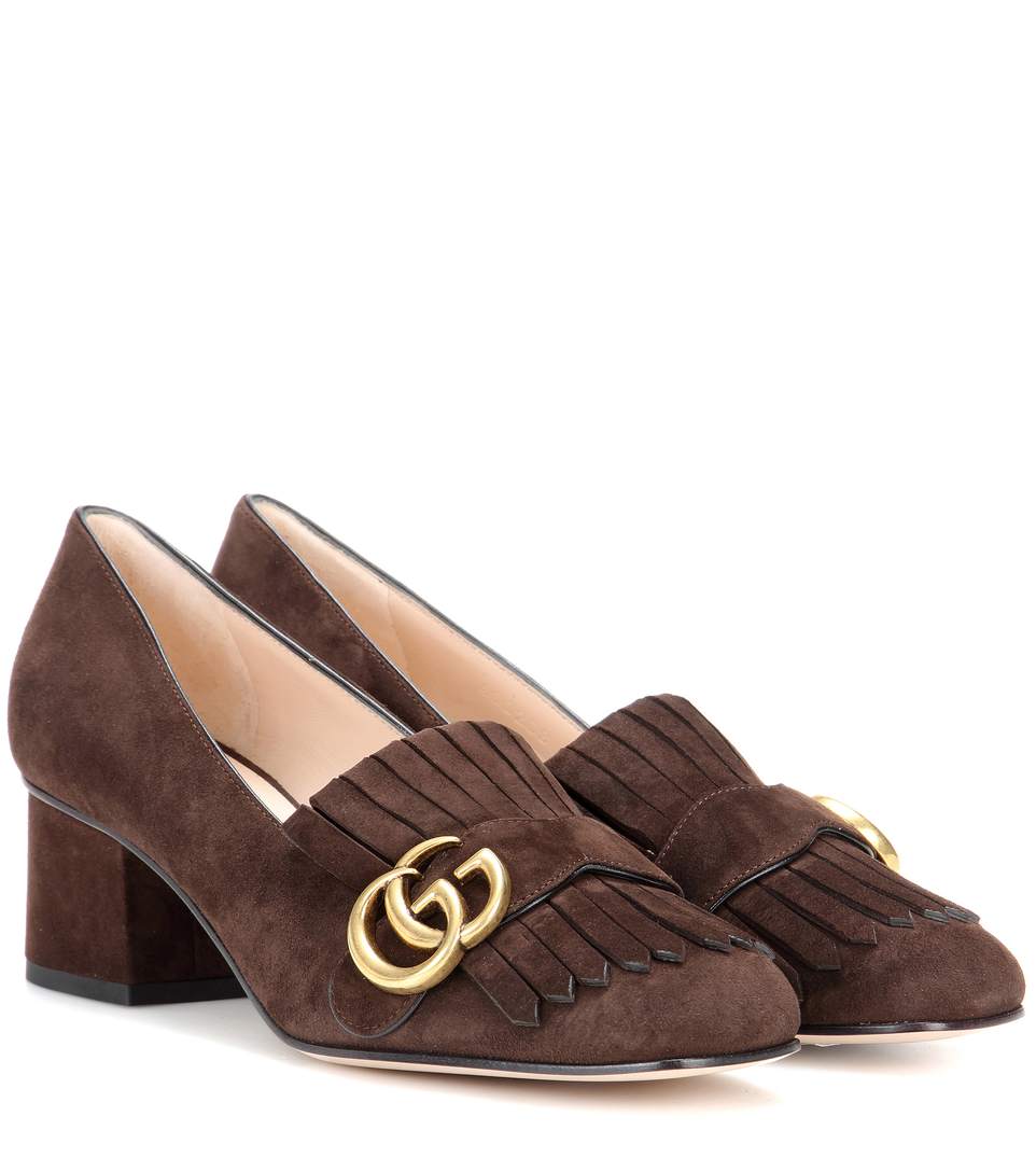 Gucci Marmont Fringed Suede Loafers In Cocoa | ModeSens