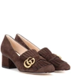Gucci Marmont Fringed Suede Loafers In Brown