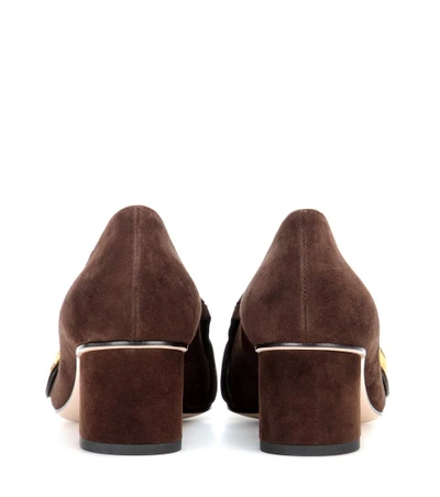 Shop Gucci Suede Loafer Pumps In Cocoa