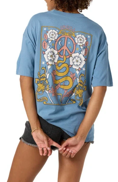 O'neill Adorned Graphic Oversized T-shirt In Blue