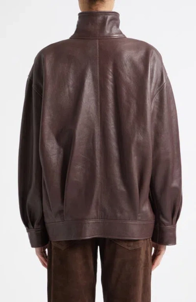 Arma Paula Leather Bomber Jacket In Brown