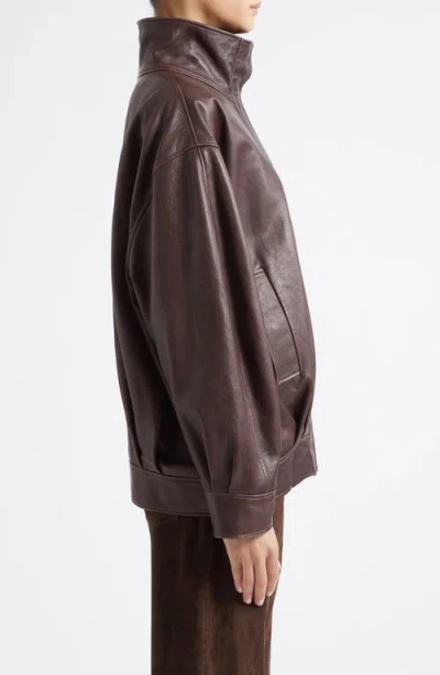 Arma Paula Leather Bomber Jacket In Brown