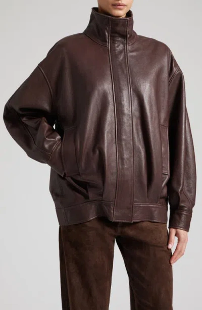 Arma Paula Leather Bomber Jacket In Brown