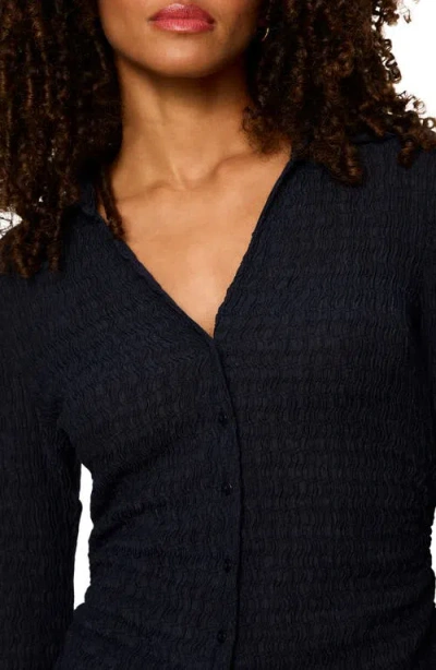 Sanctuary Juno Textured Button-up Top In Blue