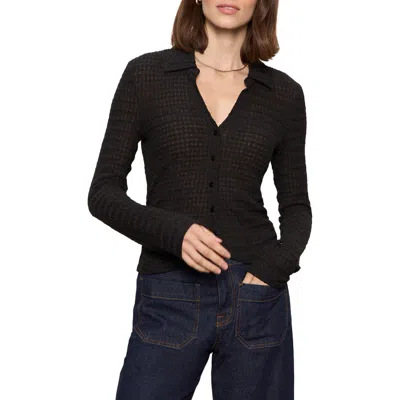 Sanctuary Juno Textured Button Front Top In Black