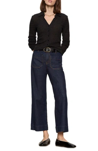 Sanctuary Juno Textured Button Front Top In Black