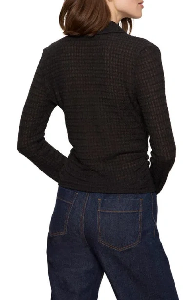 Sanctuary Juno Textured Button Front Top In Black