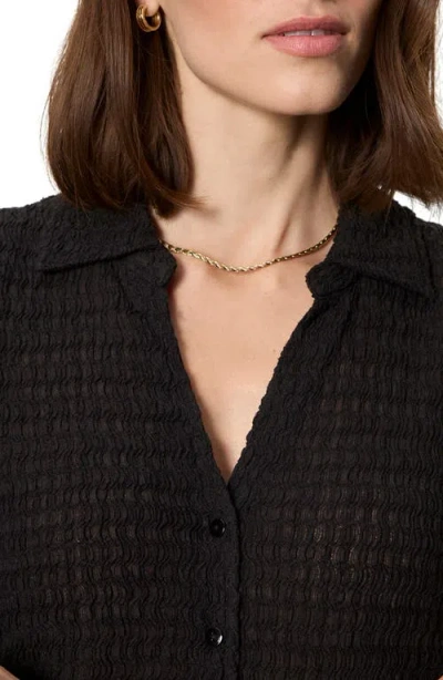 Sanctuary Juno Textured Button Front Top In Black