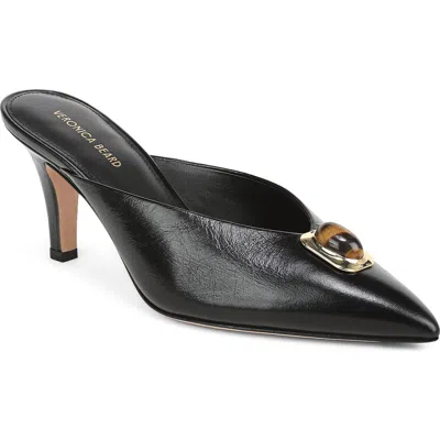 Veronica Beard Cabochon Leather Pointed Toe Mule In Black
