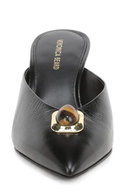 Veronica Beard Cabochon Leather Pointed Toe Mule In Black