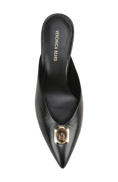 Veronica Beard Cabochon Leather Pointed Toe Mule In Black