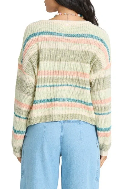 Billabong Stripe Marled Crop Sweater In Multi
