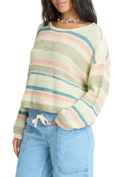 Billabong Stripe Marled Crop Sweater In Multi
