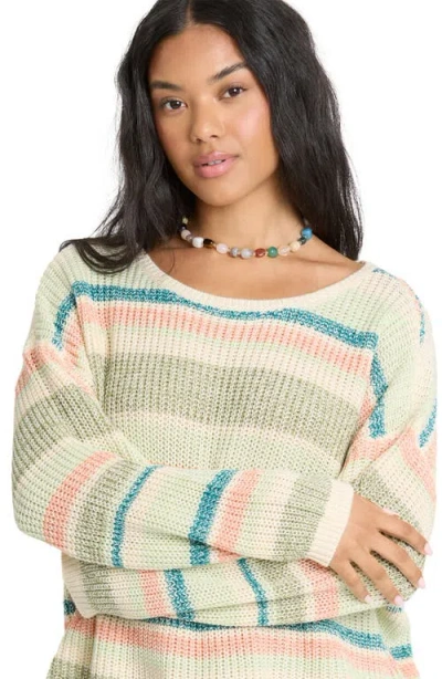 Billabong Stripe Marled Crop Sweater In Multi