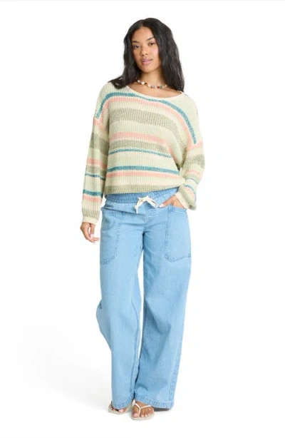 Billabong Stripe Marled Crop Sweater In Multi