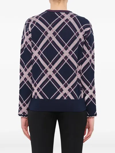 Kenzo Check-pattern Floral-embroidered Sweater In Multi