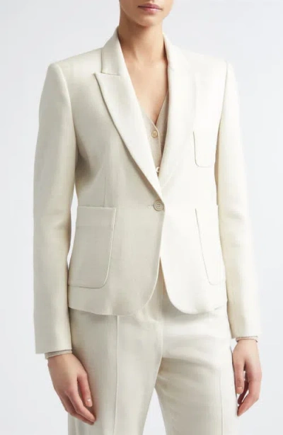 Eleventy Herringbone Wool Blend Jacket In White