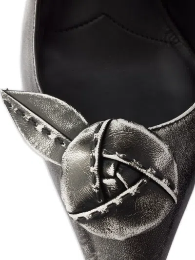 Prada Leather Slingback Pumps In Gray