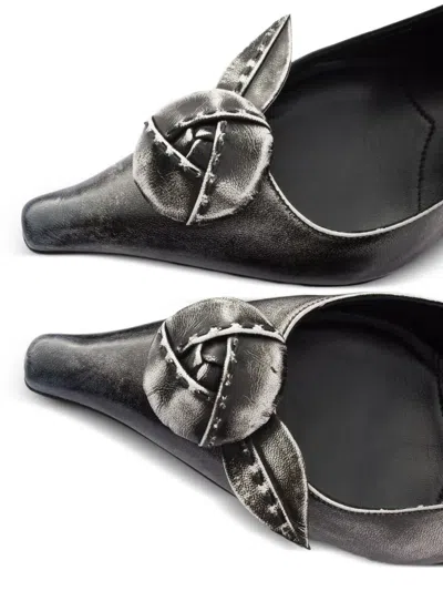 Prada Leather Slingback Pumps In Gray