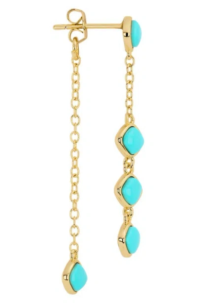 Athra Luxe Front-back Chain Drop Earrings In Turquoise Gold