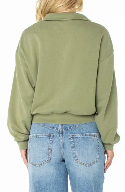 Roxy Half Moon Cotton Blend Quarter Zip Pullover In Green