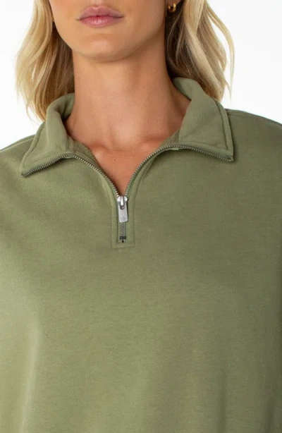 Roxy Half Moon Cotton Blend Quarter Zip Pullover In Green
