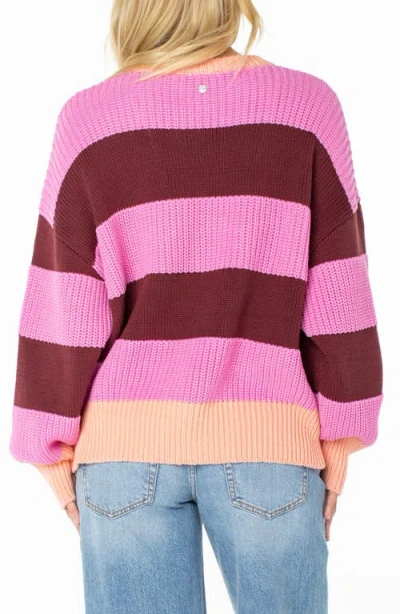 Roxy West Side Stripe Sweater In Pink