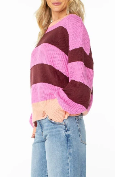 Roxy West Side Stripe Sweater In Pink