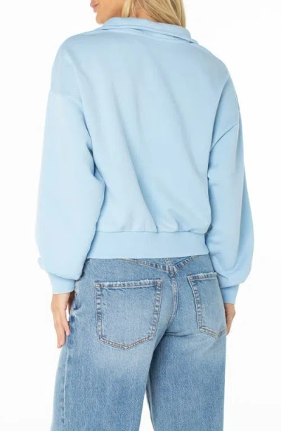 Roxy Half Moon Cotton Blend Quarter Zip Pullover In Blue