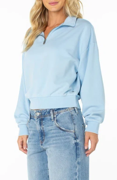 Roxy Half Moon Cotton Blend Quarter Zip Pullover In Blue