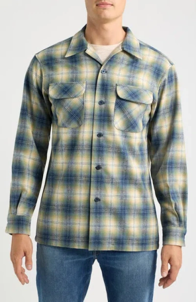 Pendleton Board Plaid Wool Flannel Button-up Overshirt In Multi