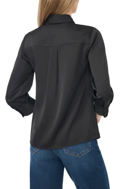Cece Button Front Satin Shirt In Multi
