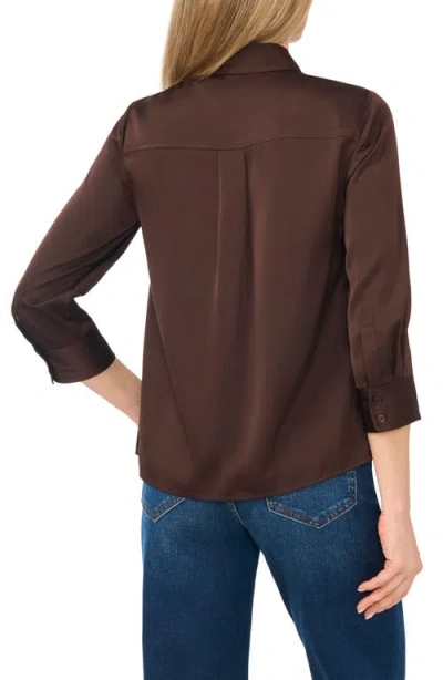 Cece Button Front Satin Shirt In Multi