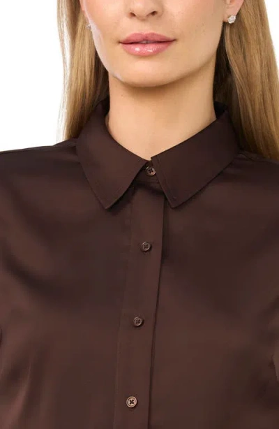 Cece Button Front Satin Shirt In Multi