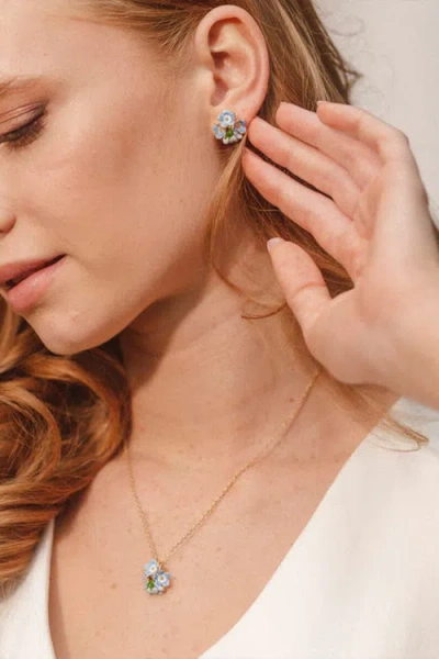 Bill Skinner Studio Forget Me Not 3 Cluster Studs In Blue