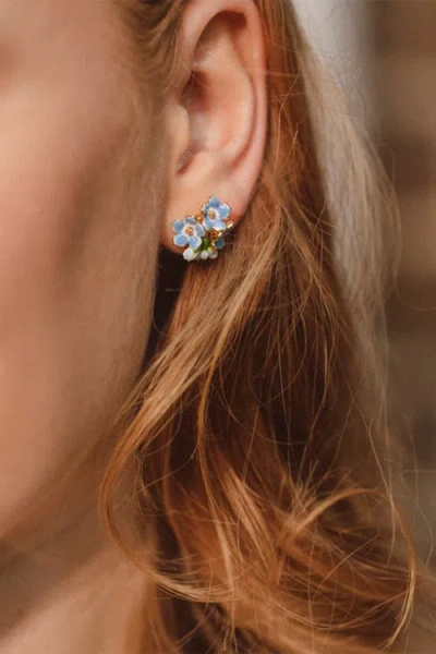 Bill Skinner Studio Forget Me Not 3 Cluster Studs In Blue