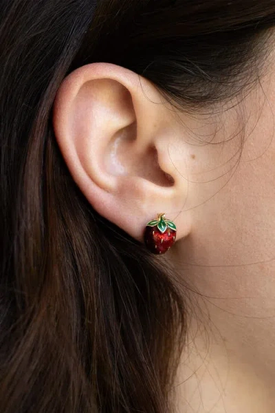 Bill Skinner Studio Strawberry Studs In Red