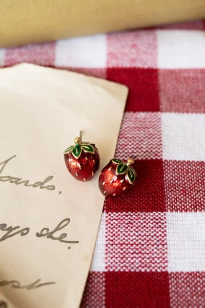 Bill Skinner Studio Strawberry Studs In Red