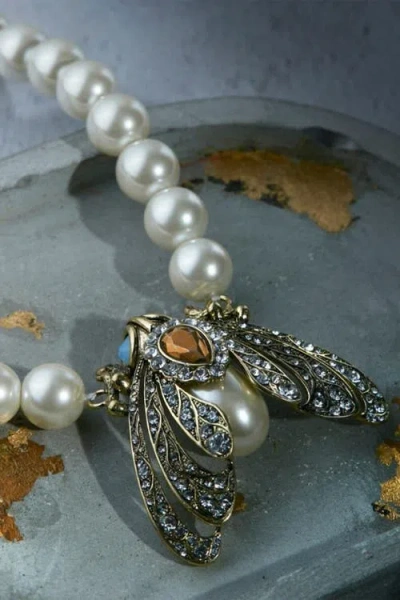 Bill Skinner Studio Moth Statement Necklace In Cream Pearl