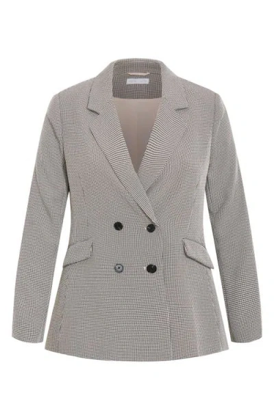 City Chic Hailey Checked Double Breasted Jacket In Multi