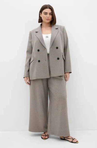 City Chic Hailey Checked Double Breasted Jacket In Multi
