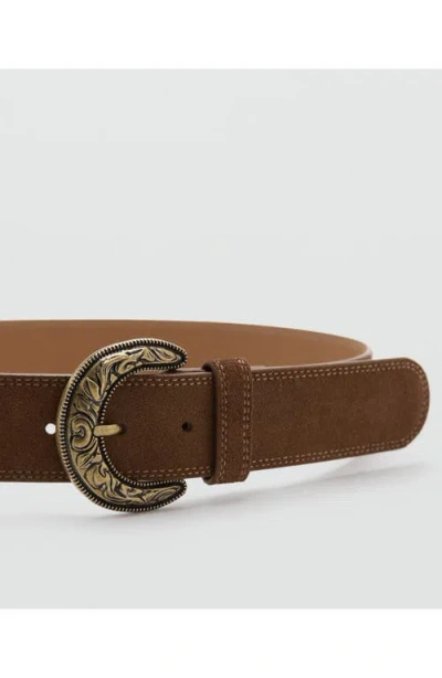 Mango Suede Effect Belt In Brown