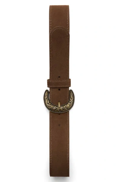 Mango Suede Effect Belt In Brown