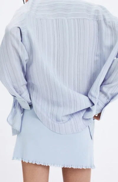 Mango Oversize Stripe Button-up Shirt In Blue