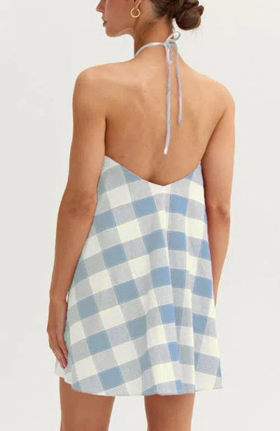 Crescent Gingham Halter Romper Dress In Multi